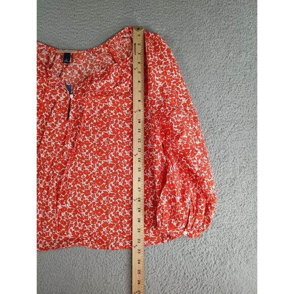 Universal Thread Shirt Womens Medium Red Floral Blouse Top Long Sleeve Crop NWT - Picture 4 of 8